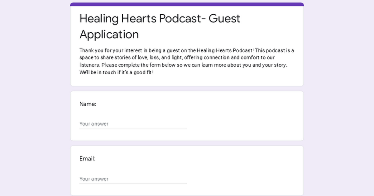 Healing Hearts Podcast- Guest Application thumbnail