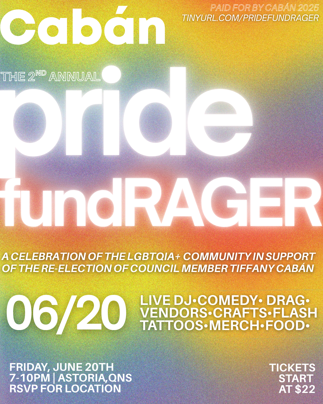 Join Us: 2nd Annual Pride FundRAGER for Tiffany Cabán! thumbnail