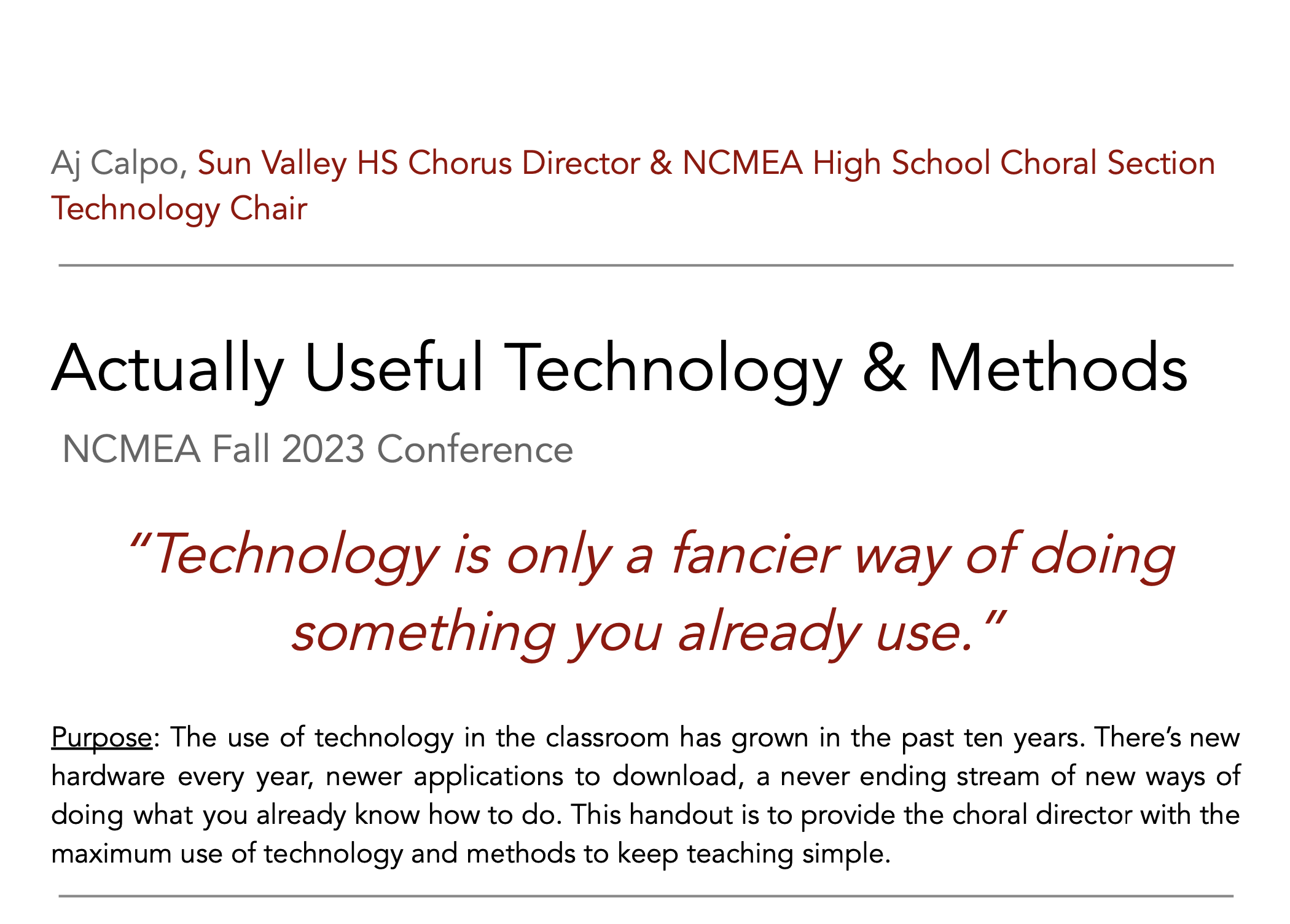 Actually Useful Technology and Methods - NCMEA '23 Session thumbnail