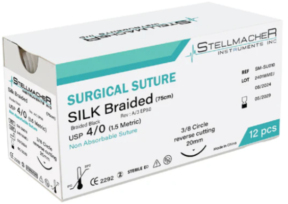 Silk Braided Suture Thread Kit 4/0 - Pack of 12 thumbnail
