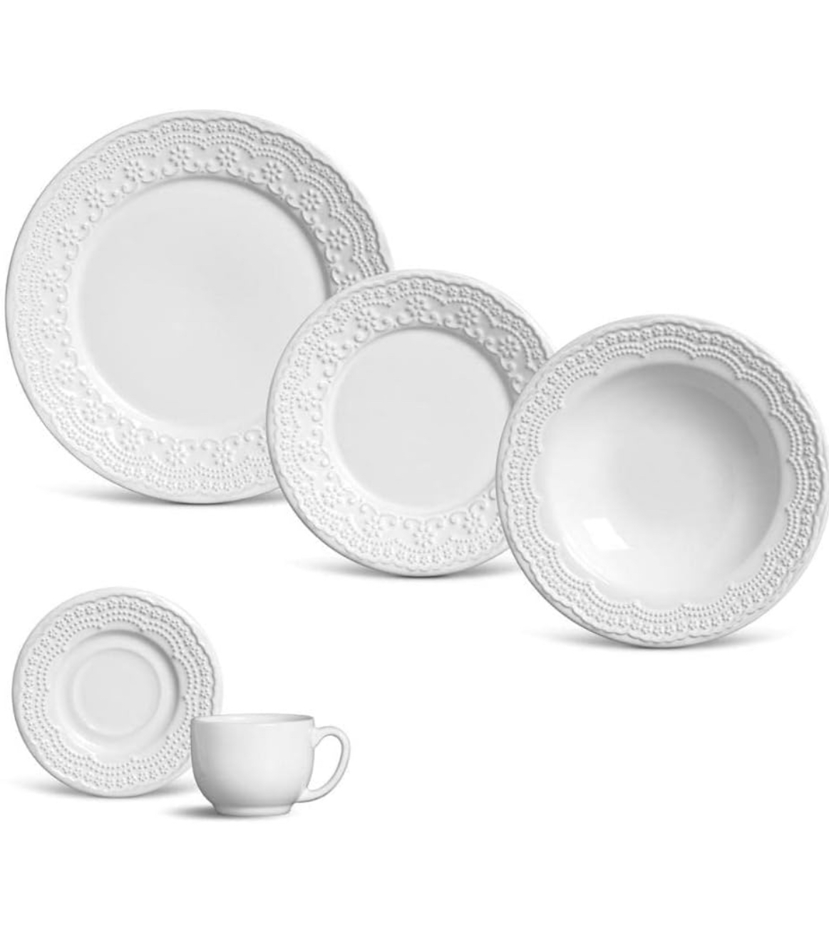 Aparelho de Jantar Madeleine Branco 30 Peças thumbnail