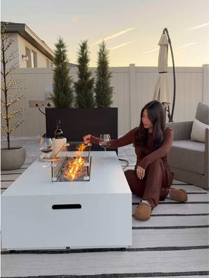 Patio upgrade, new fire pit🍷☁️| LINKS IN MY BIO AMAZON STOREFRONT🔗 — I switched my fire pit to this white one and I’m of