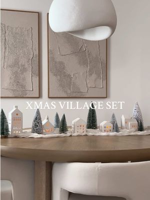 Light up your holidays🤍☃️🦌| Link in my bio Amazon Storefront🔗 Ceramic Christmas Village Set with LED houses + trees, hav
