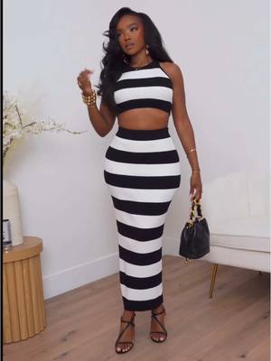 Obsessed 🫶🏽 This skirt set will be my forever faveeee! Love how it’s horizontal striped but still doesn’t “widen” me!  A