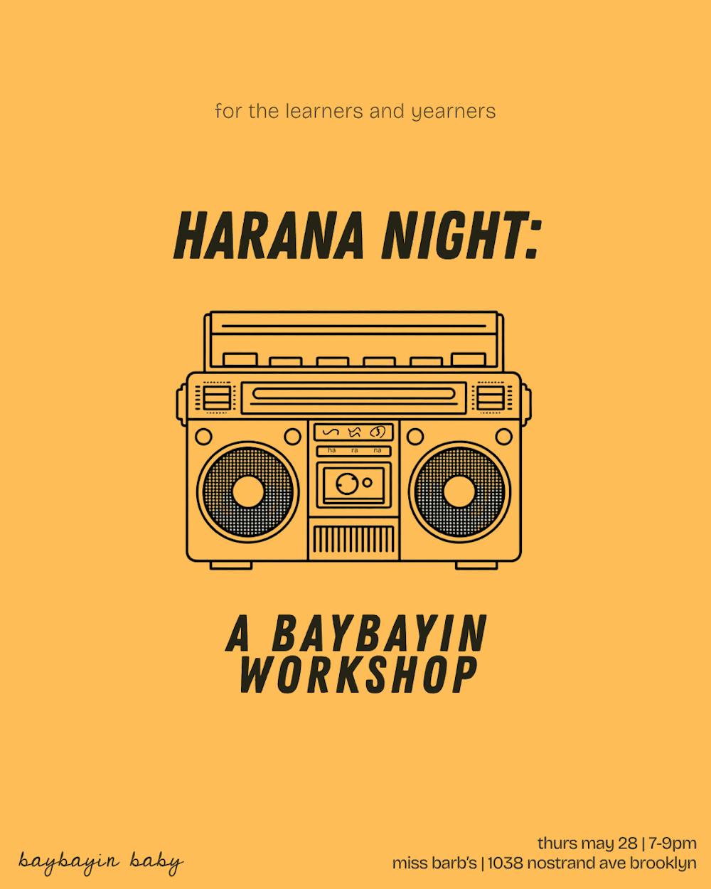 REGISTRATON | NYC may 28 harana night: a baybayin workshop @ miss barb's thumbnail