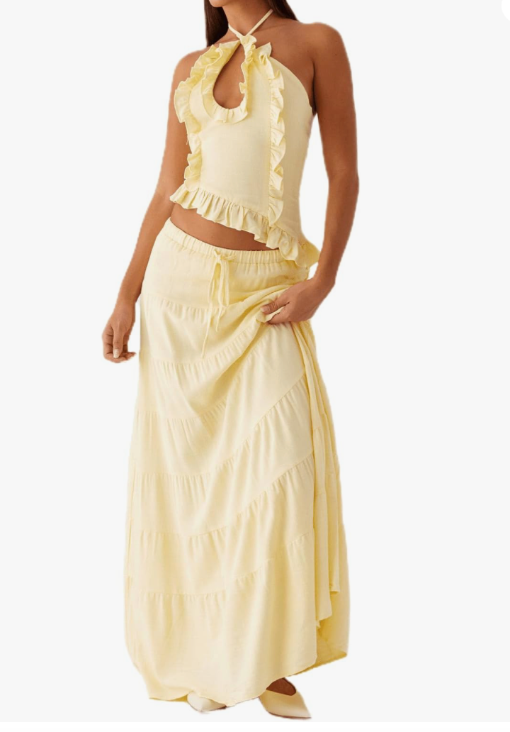 Yellow Ruffle Skirt Set  thumbnail