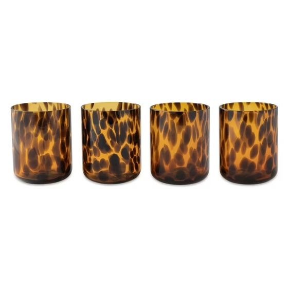 Thyme & Table 4-Pack 12oz Tortoise Black Drinking Glass Set thumbnail
