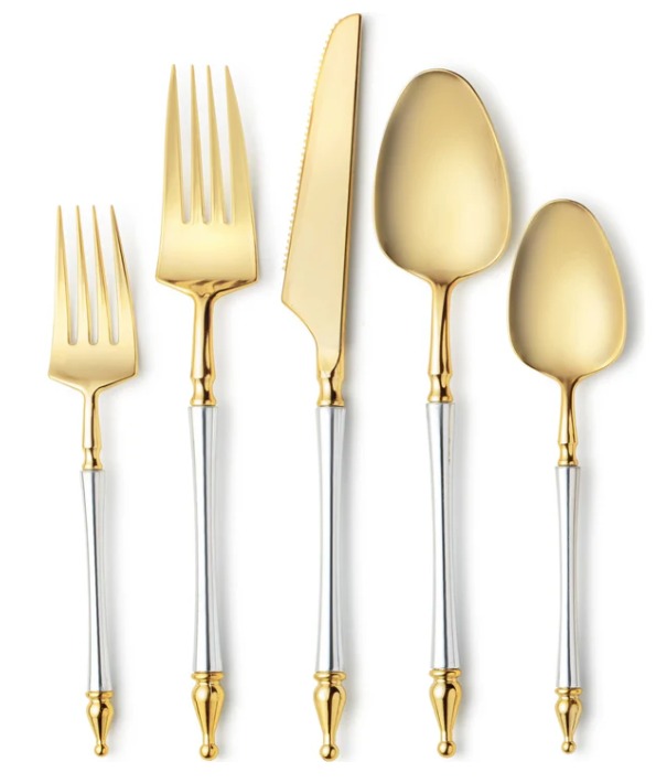 Sophisticate Collection Gold/Silver Flatware Set 40 Count - Settings for 8 thumbnail