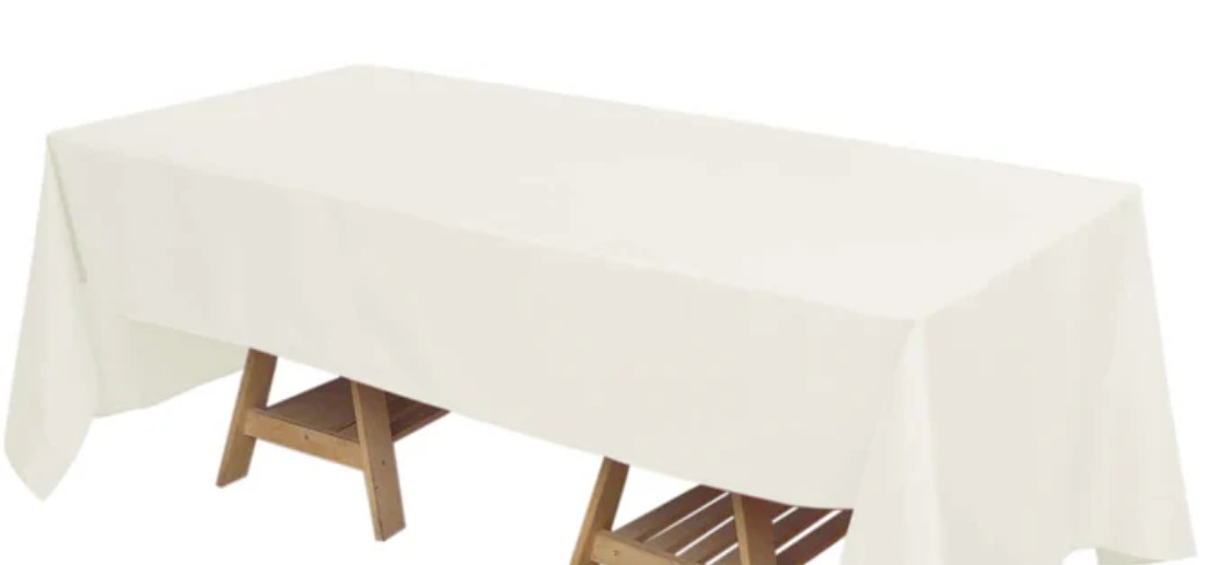 72"x120" Ivory Seamless Polyester Rectangle Tablecloth thumbnail