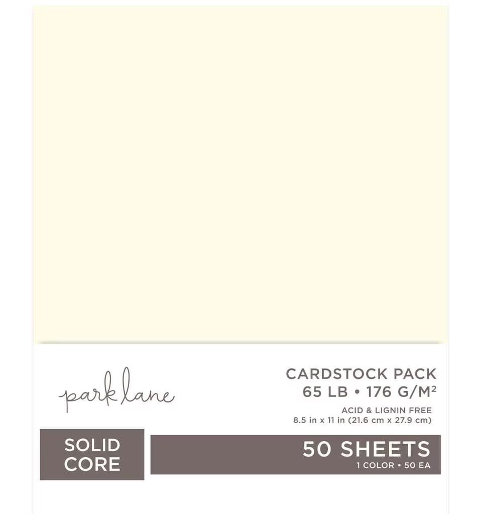 50 Sheet 8.5" x 11" Ivory 176gsm Cardstock Paper Pack by Park Lane thumbnail