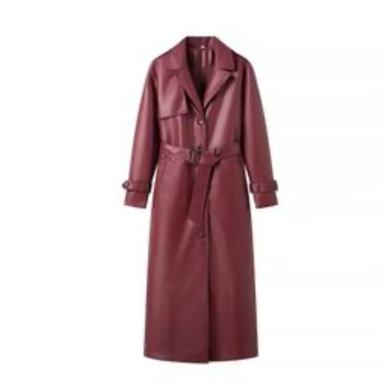 Burgundy long trench coat thumbnail