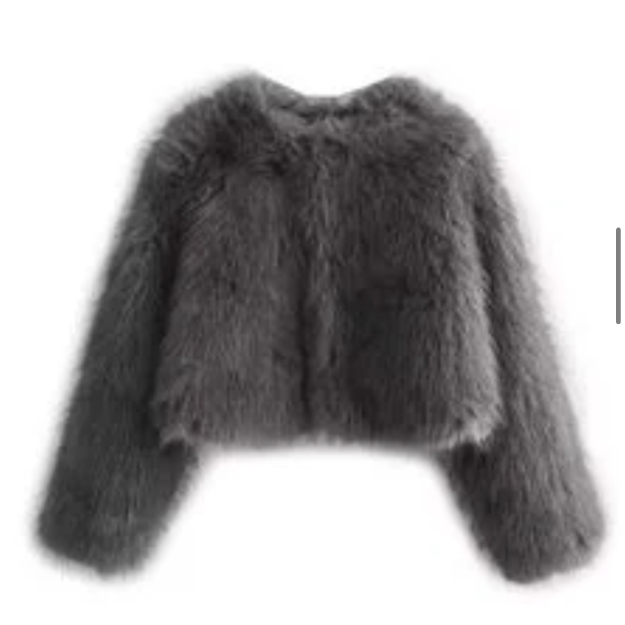 Cropped grey fur coat thumbnail