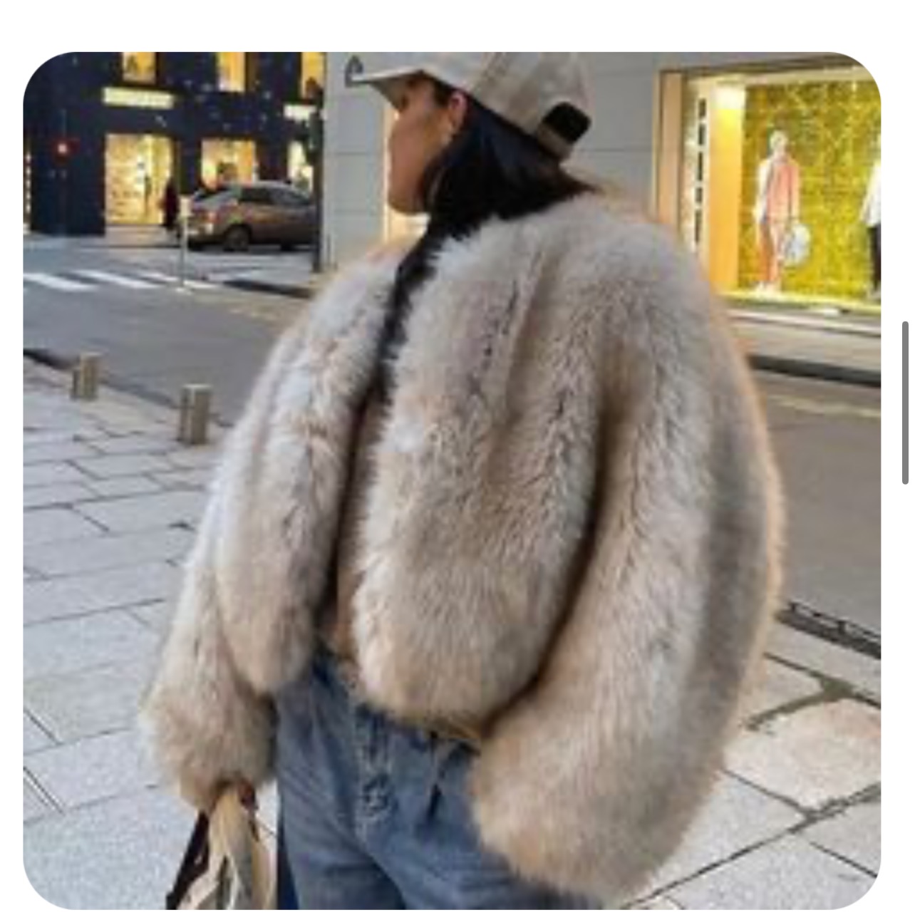 cropped beige fur coat thumbnail