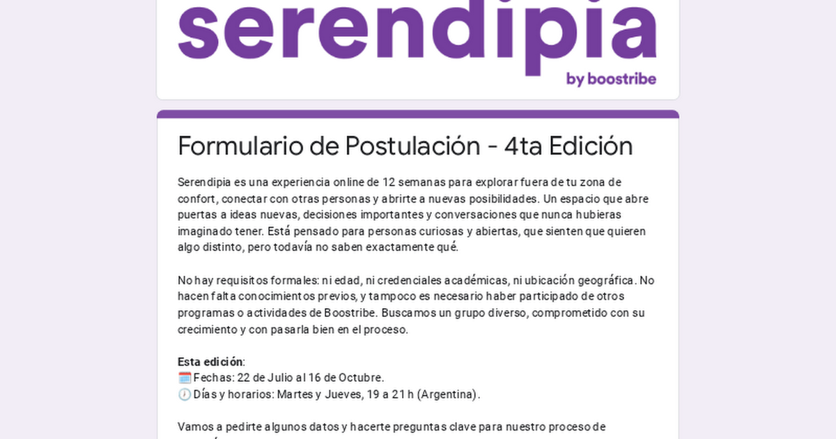 Postulación a Serendipia thumbnail