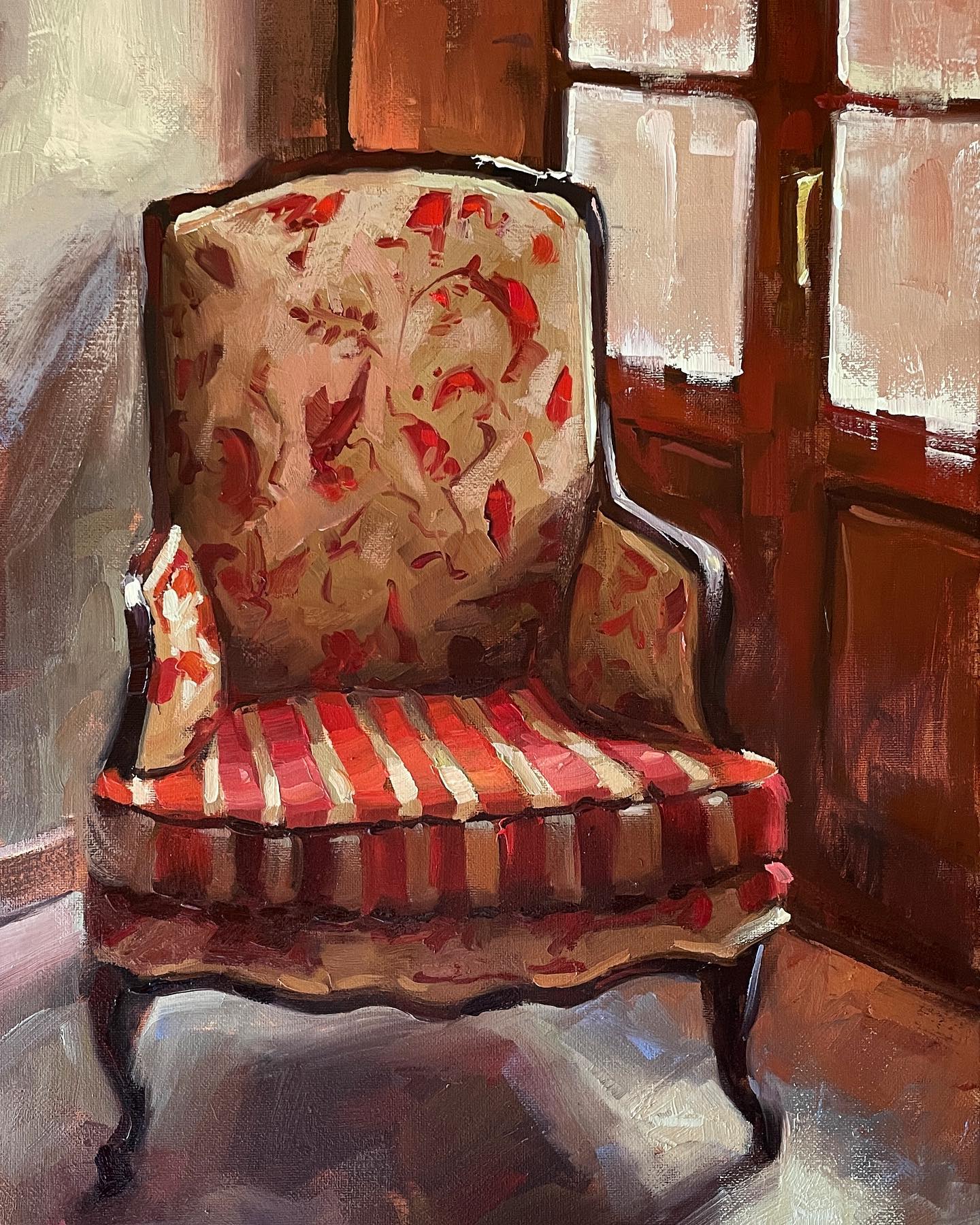 “Valencian Chair” aka “Waiting for my sister to get out of the shower”
.
Painted from a study I began while my sister an