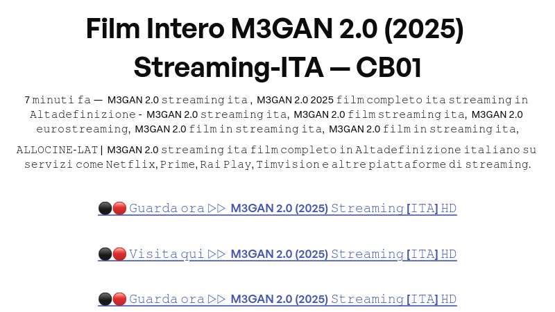 Film Intero M3GAN 2.0 (2025) Streaming-ITA — CB01 | Built with Prezo thumbnail