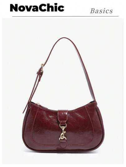 Novachic,1pc Retro Minimalist Hook Decor Adjustable One Shoulder Strap Crescent Shape Bag, Suitable For Date, Outing, Party thumbnail