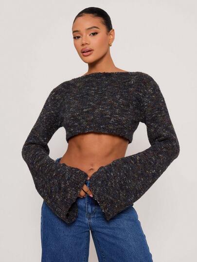 MUSERA Extreme Crop Knit Long Sleeve Top thumbnail