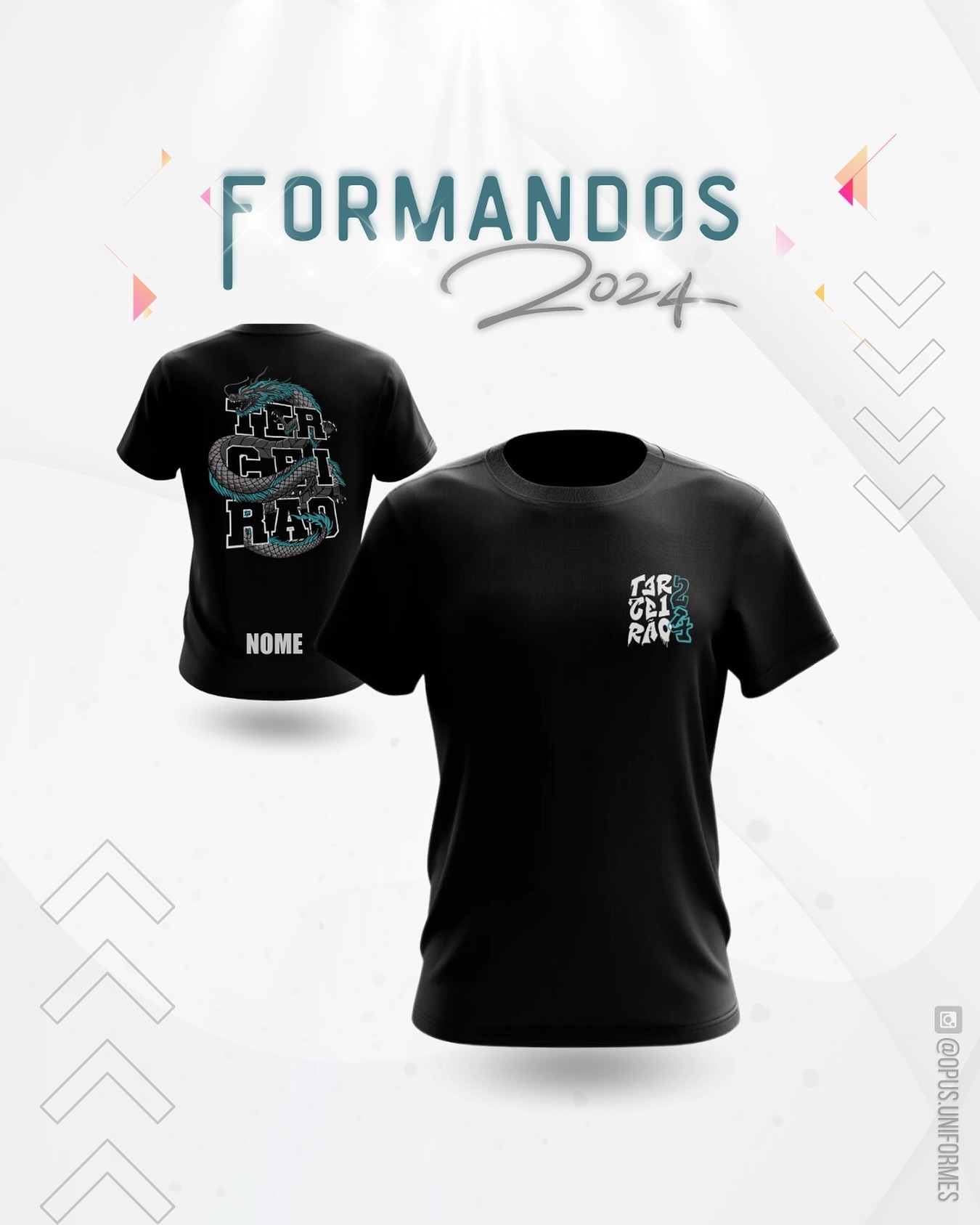 Crie laços ainda mais fortes com sua turma do terceirão com camisetas que representam toda a jornada até a conquista do 