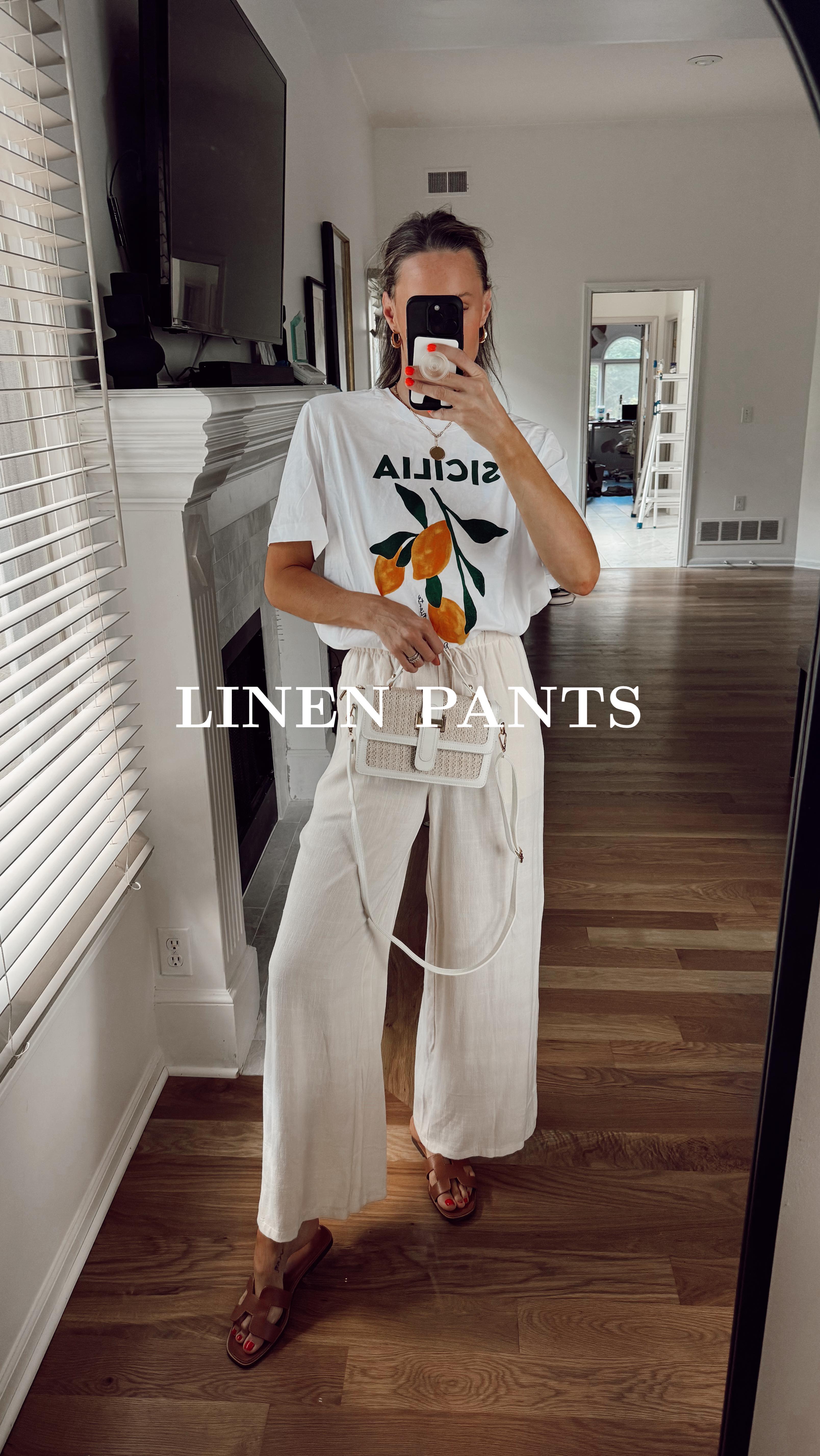 Comment “staple” and I’ll DM you links to these CUTE LINEN PANTS! (And all outfits here) A staple for when you are not i