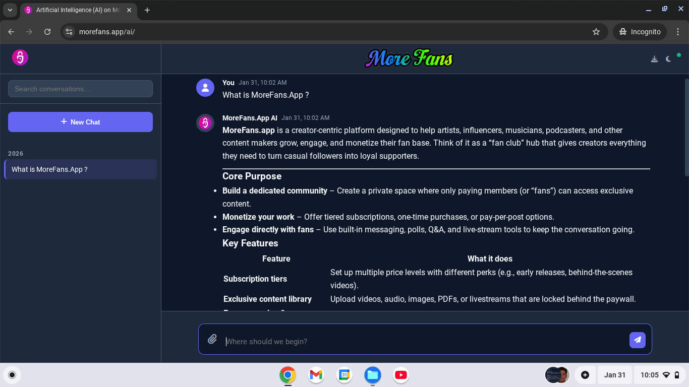 MoreFans.App AI: Local AI Inference for Content Creators thumbnail