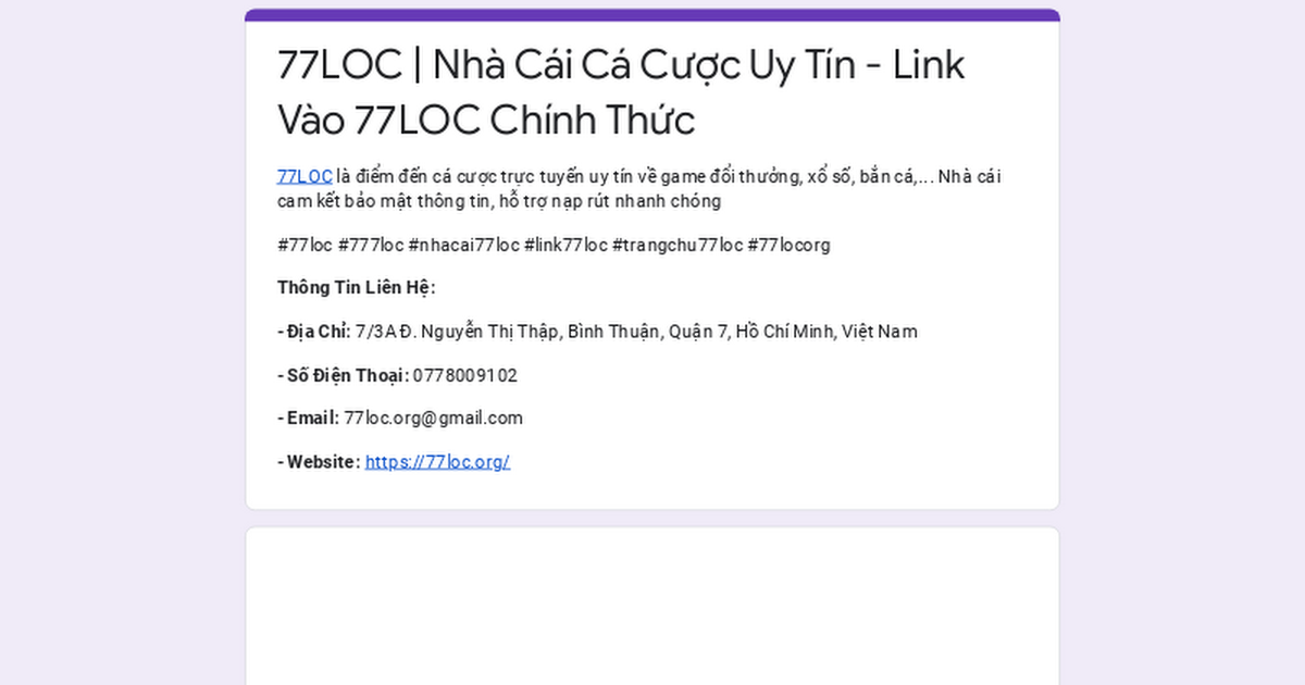 77LOC | Nhà Cái Cá Cược Uy Tín - Link Vào 77LOC Chính Thức thumbnail
