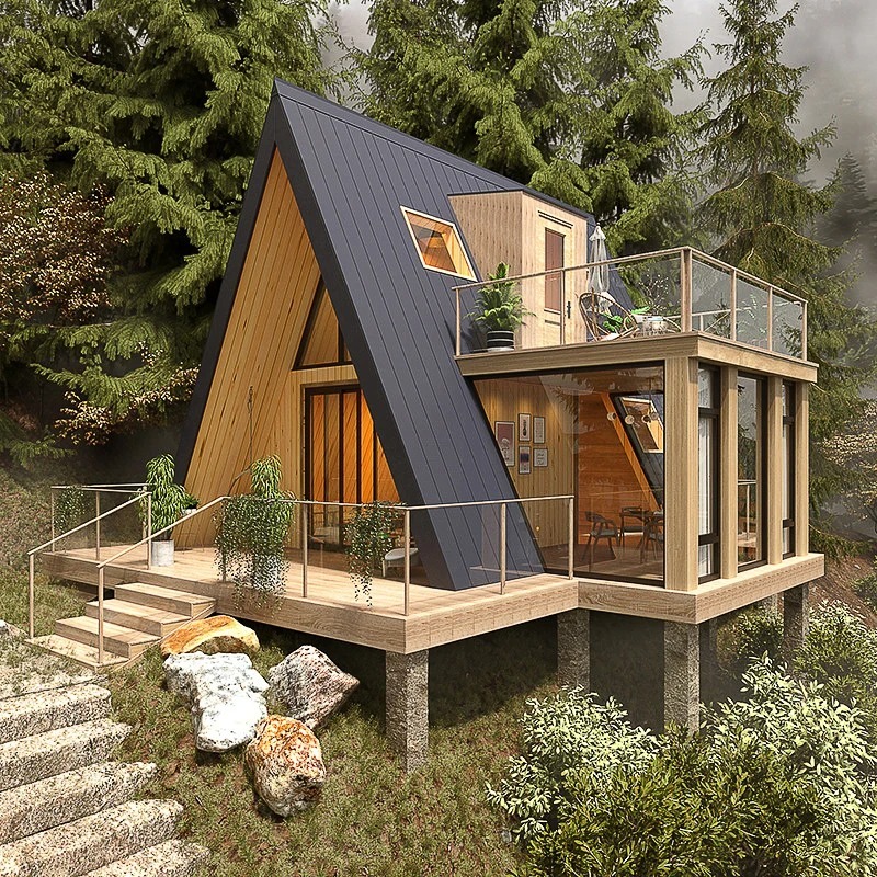 Triangular wooden mobile house  thumbnail