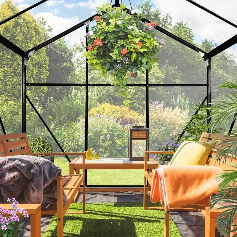 Outdoor Polycarbonate Hot House With Sliding Door And Roof Vent thumbnail