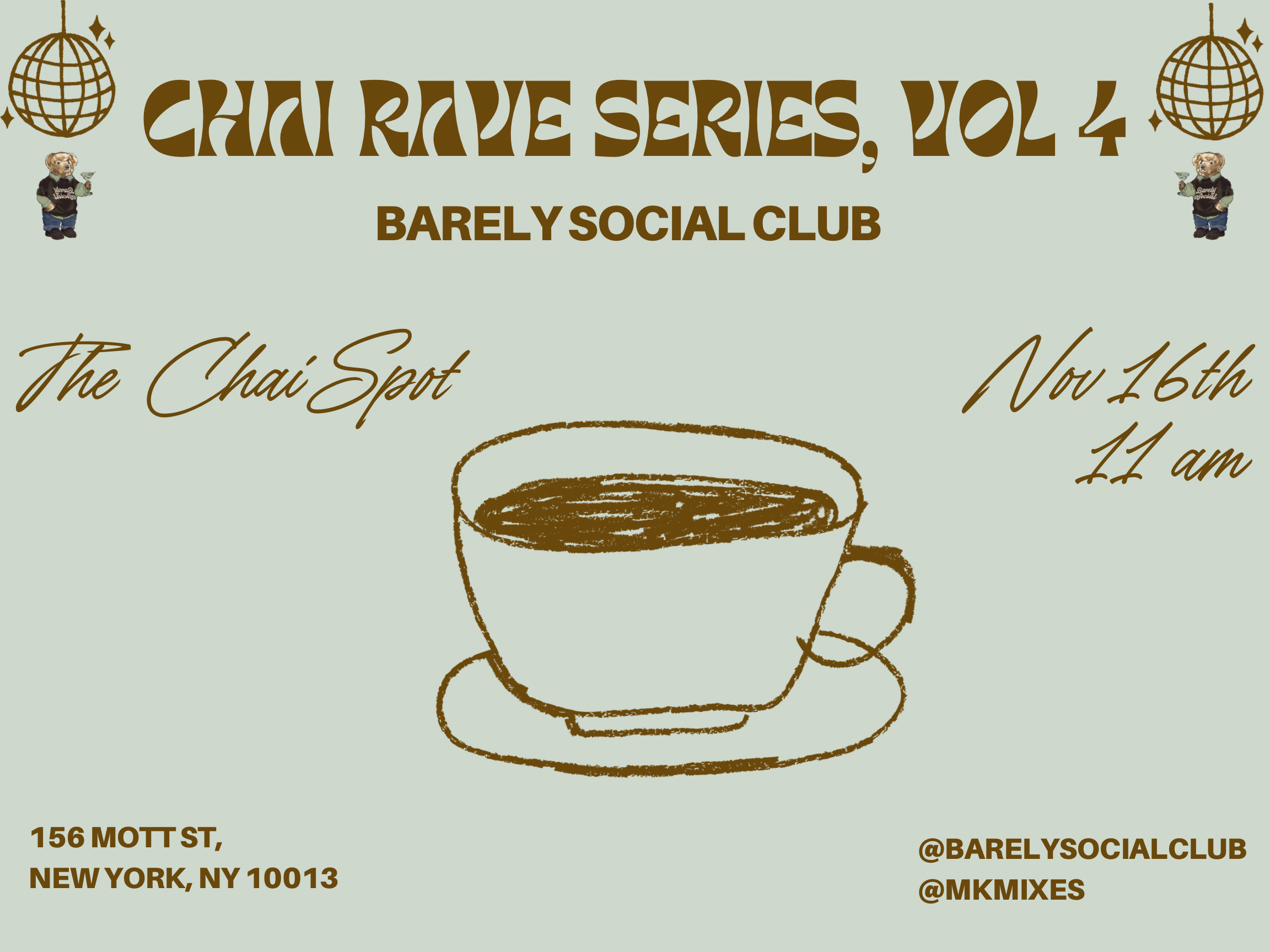 Barely Social Chai Rave Series Vol. 4 | Nov 16th | The Chai Spot | Handstamp thumbnail