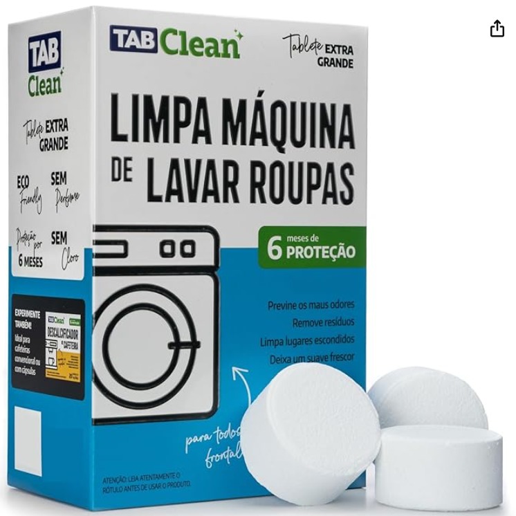 Limpa Maquina de Lavar Roupas em Tabletes/Pastilhas TabClean cx c/ 06 unidades de 40g (240g) para todos os tipos de Maquinas de Lavar Roupas (concentrado) : Amazon.com.br: Saúde e Bem-Estar thumbnail