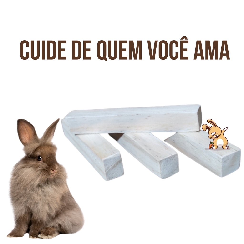 Brinquedo Barrinha de madeira pinus natural para desgastar dente para Coelho thumbnail