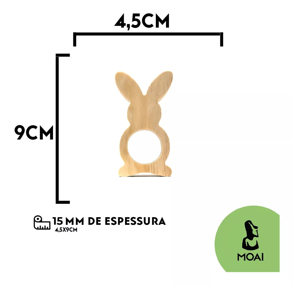 Kit 10 Anéis Páscoa Coelho Argola Madeira (Ideia de Madeia Pinos para coelhos roerem) thumbnail