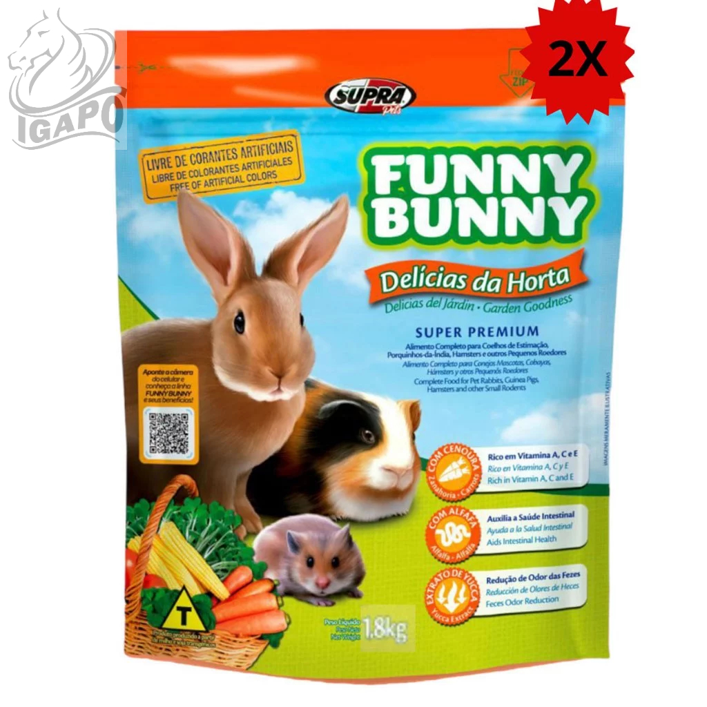 😋 Kit Ração Funny Bunny - Delícias da Horta Supra 1,8kg thumbnail