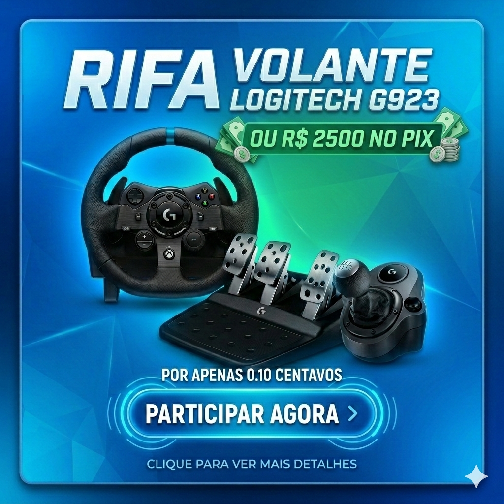 Ação: Volante Logitech G923 + Cambio ou R$2.500 no Pix! thumbnail