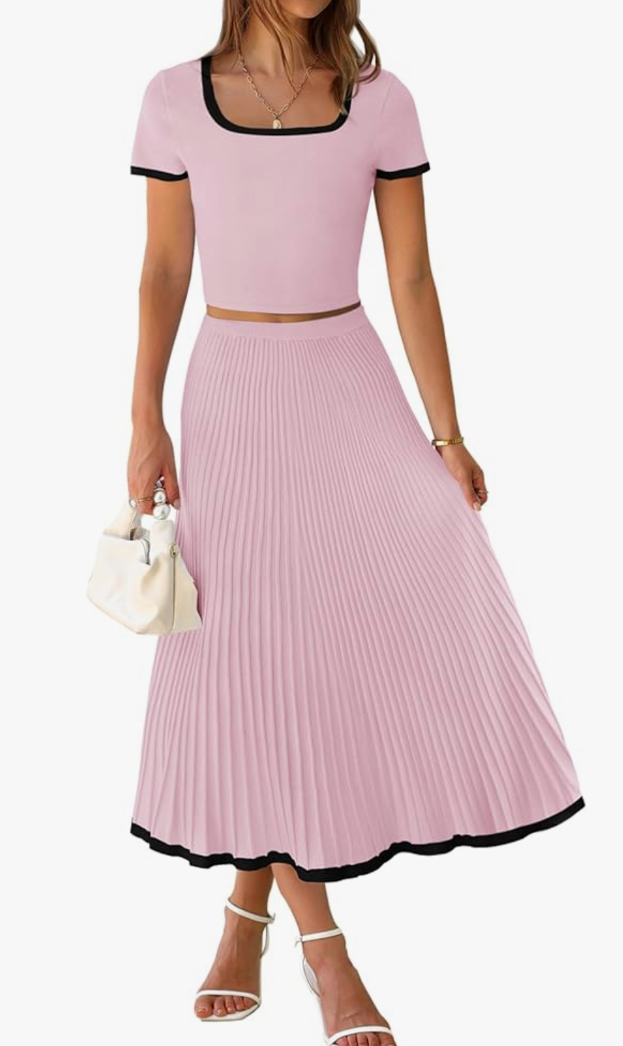 Pink 2 piece skirt set thumbnail