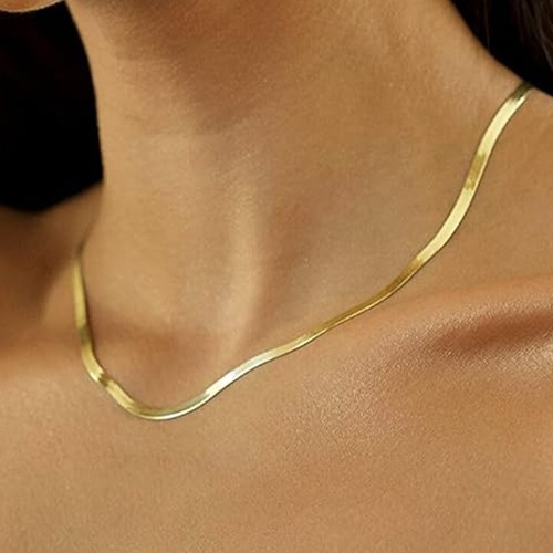 AMAZON AFFILIATE: HERRINGBONE NECKLACE GOLD PLATED thumbnail