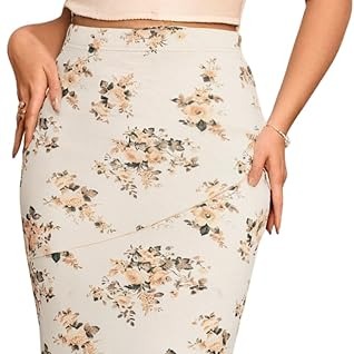 AMAZON AFFILIATE:: Verdusa Women's Floral Print High Waist Bodycon Ruffle Hem Fishtail Long Skirts Yellow X-Small : Clothing, Shoes & Jewelry thumbnail