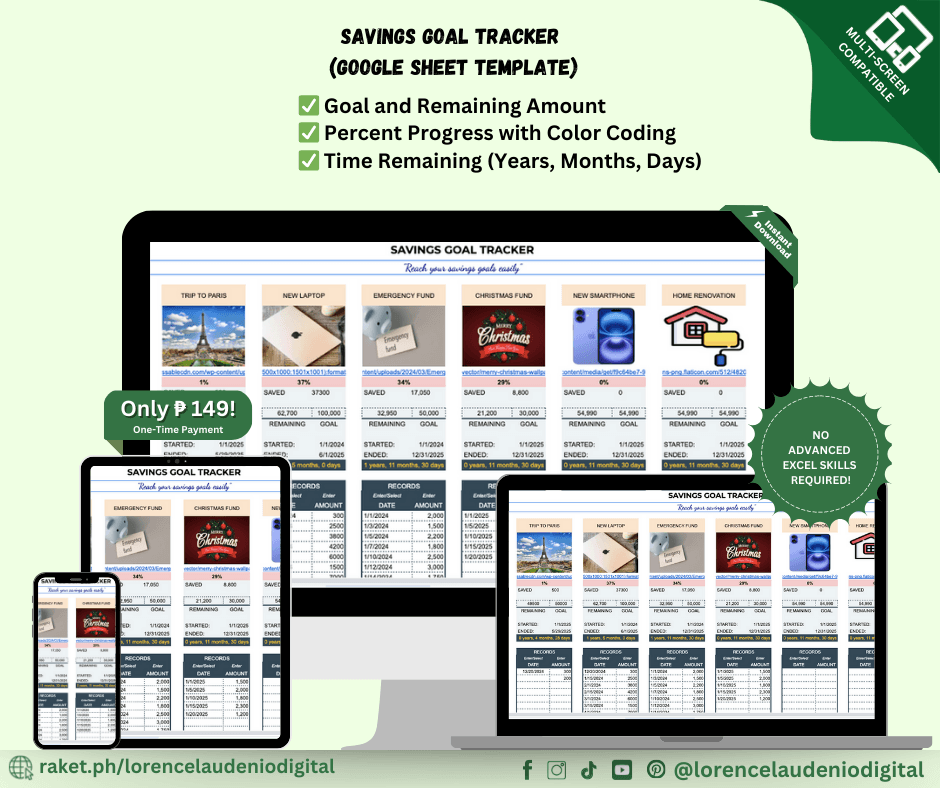Savings Goal Tracker (Google Sheet Template) thumbnail
