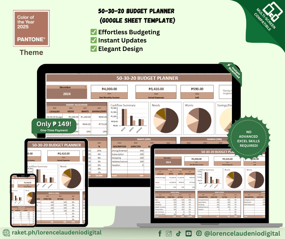 50-30-20 Budget Planner (Google Sheet Template) thumbnail