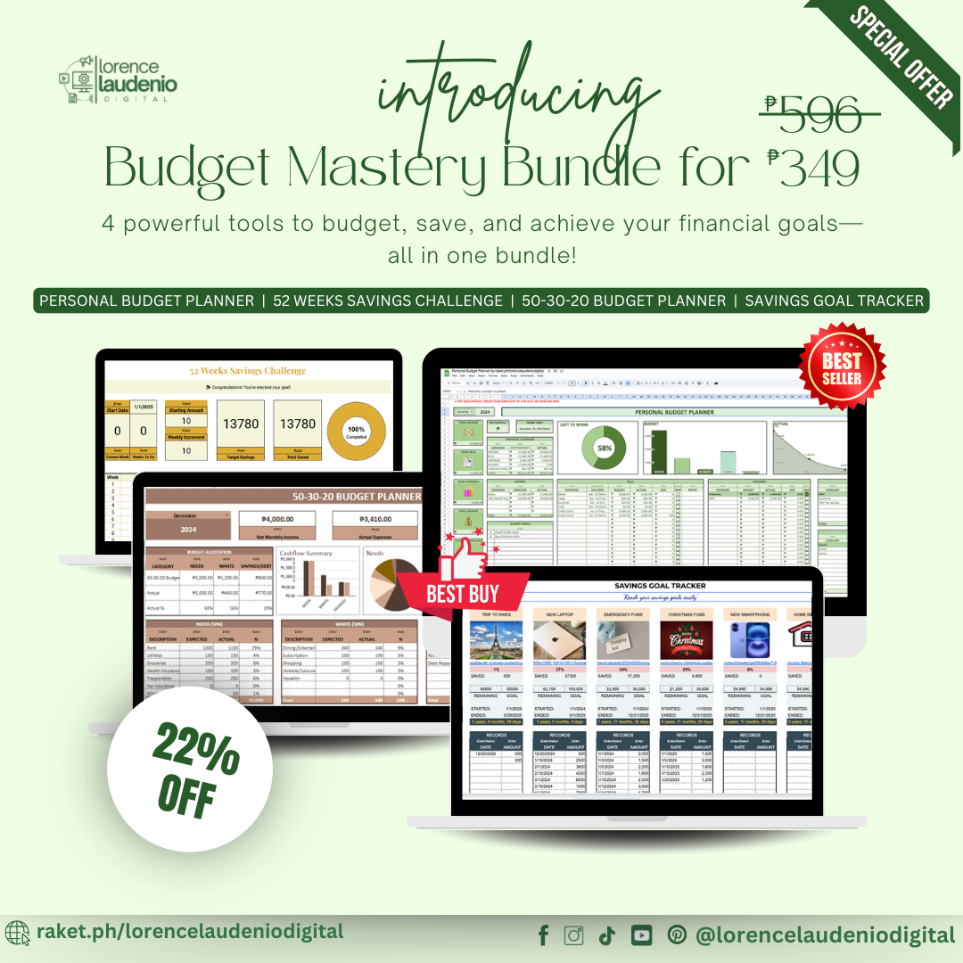 Budget Mastery Bundle: Personal Planner, Savings Tracker & More – 22% Off! thumbnail