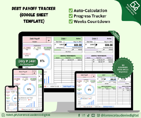 ‼️TOP 1 BEST SELLING‼️ Debt Payoff Tracker(Google Sheet Template) thumbnail