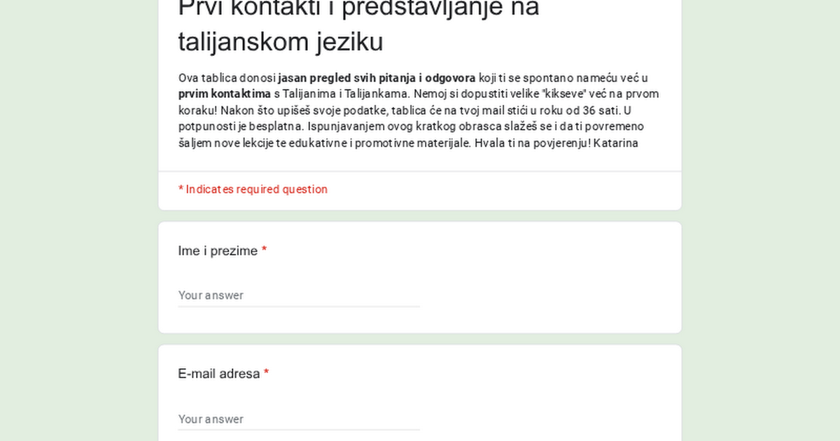 Prvi kontakti i predstavljanje na talijanskom jeziku - besplatno thumbnail