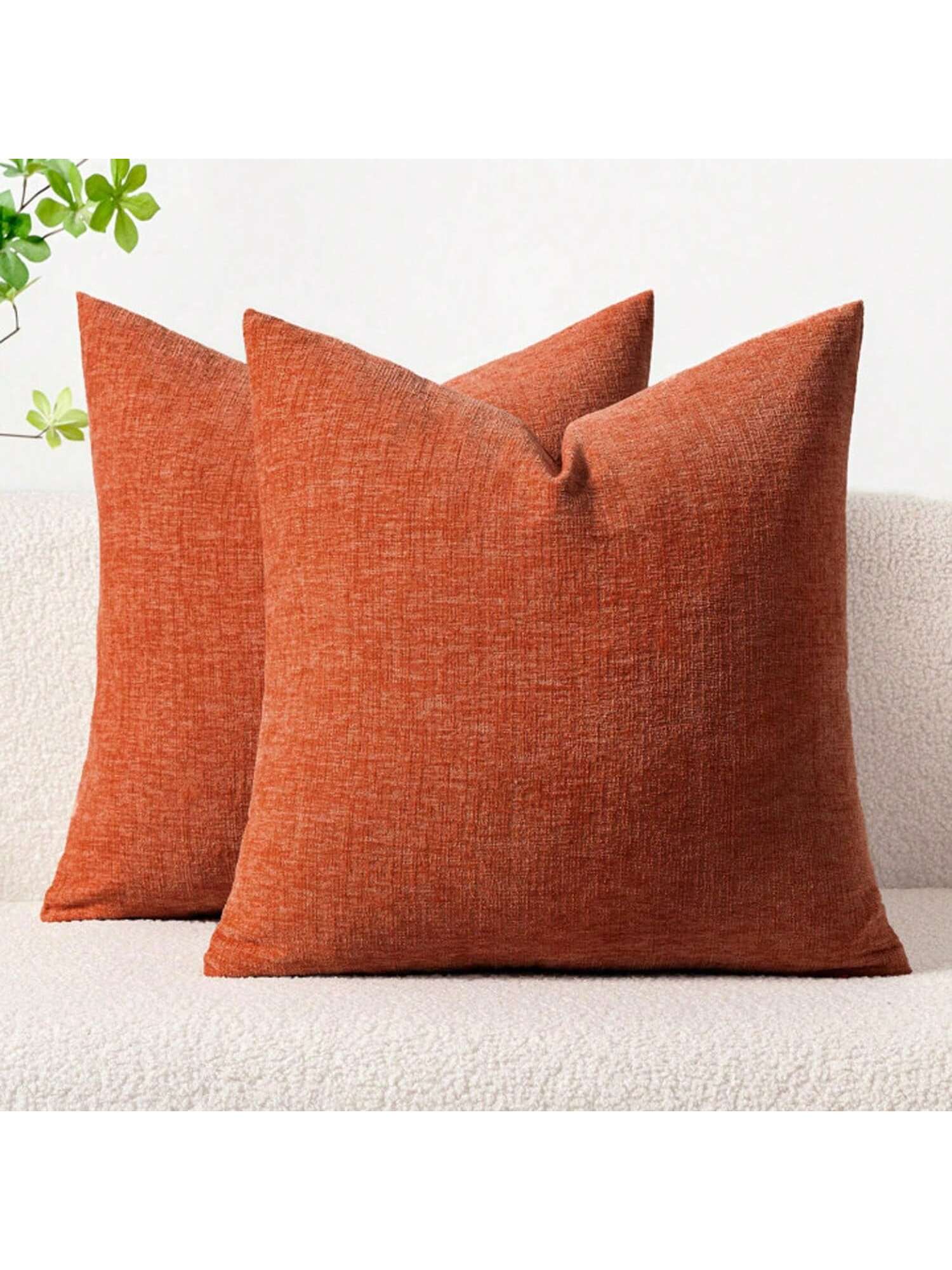 1pc Brick Red (Without Pillow Insert) Multi-Color Textured Throw Pillow Cover, Modern Farmhouse Chenille Dimensional Texture Breathable Cushion Case, Suitable For Bedroom, Dining Room, Bed, Sofa, Car, Decoration, All Seasons thumbnail