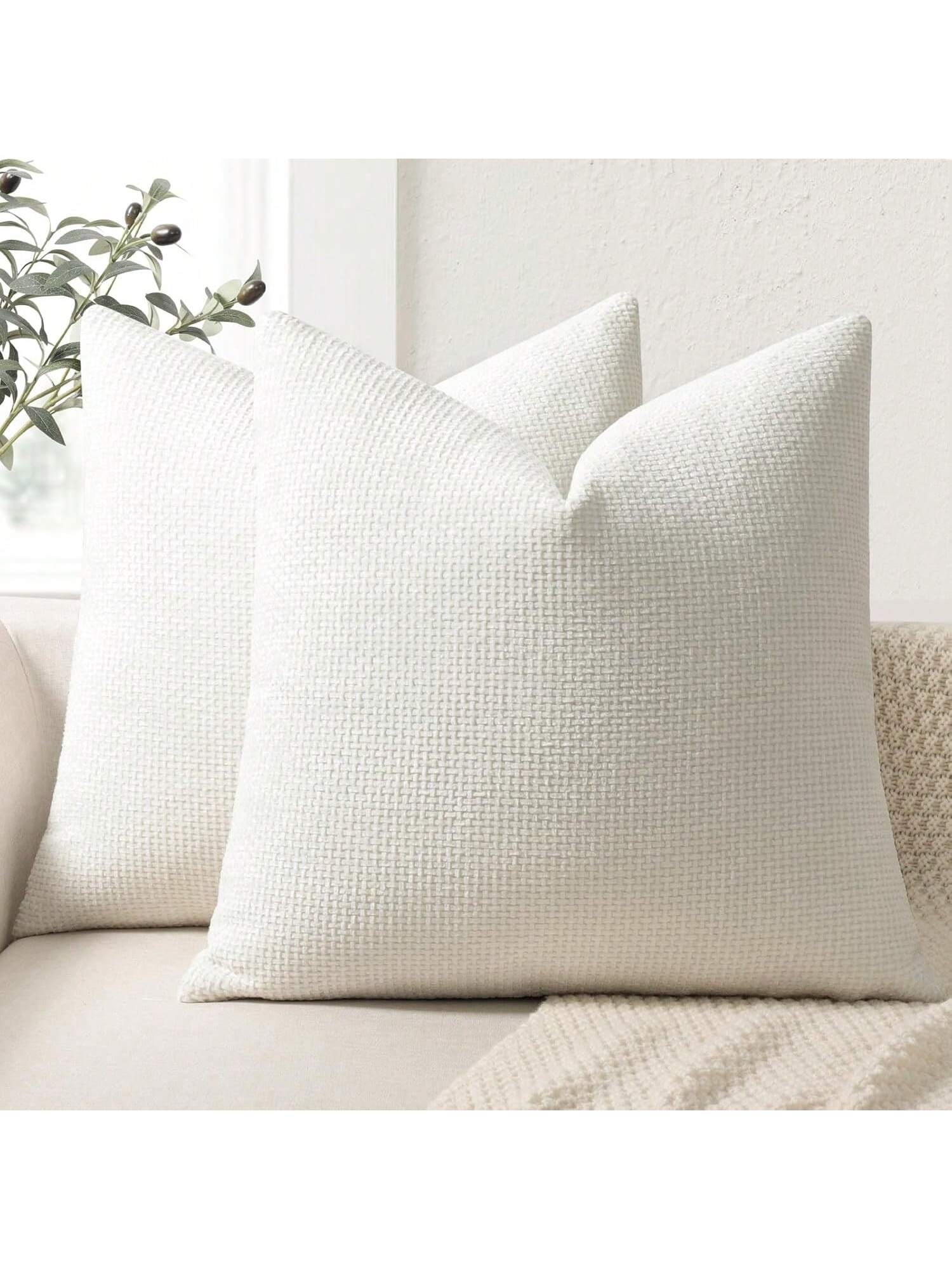 1pc Unisex Chenille Decorative Pillow Case, Soft Woven Texture Luxury Cushion Cover For Bed And Living Room Sofa Throw Pillow thumbnail