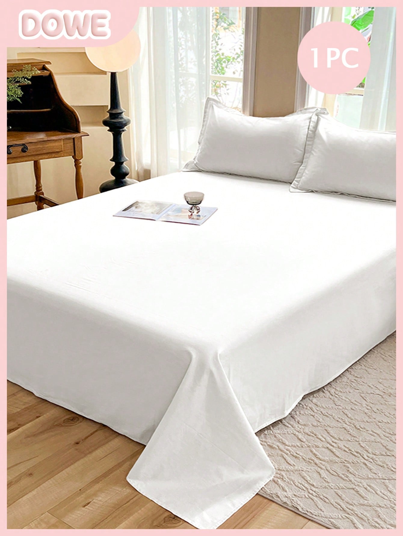 1pc 100% Polyester Lightweight Breathable Solid Color Bedsheet, Modern Composite Fabric Bedroom Bedsheet thumbnail