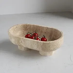 Natural Oval Travertine Fruit Bowl thumbnail