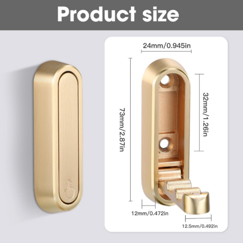 Dntorx Folding Coat Hooks, 2 Pcs Foldable Gold Wall Hooks  thumbnail