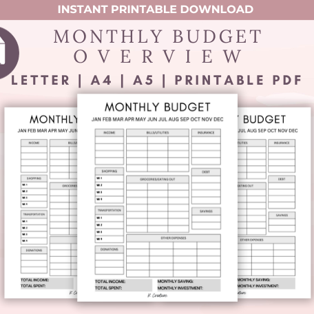 Monthly Budget Digital Download thumbnail
