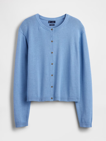 100% Cotton Relaxed Crop Cardigan Sweater | Gap thumbnail