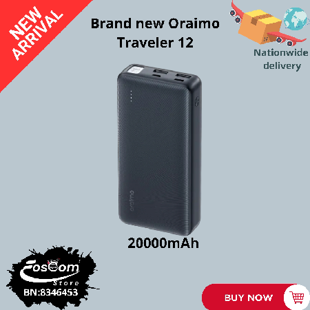 Oraimo Traveler 12: Capacity: 20000mAh| Dual USB output| Type C In and Output | micro USB input| Price:₦17,000 thumbnail